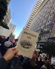 A photo of the Protest 101 zine at the Women's March in Los Angeles, Jan 21, 2017.